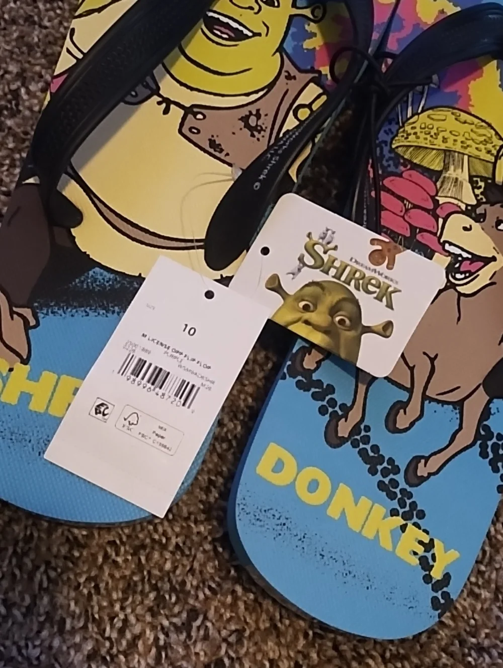 Shrek Donkey Flip Flops - Colorful Graphic Sandals